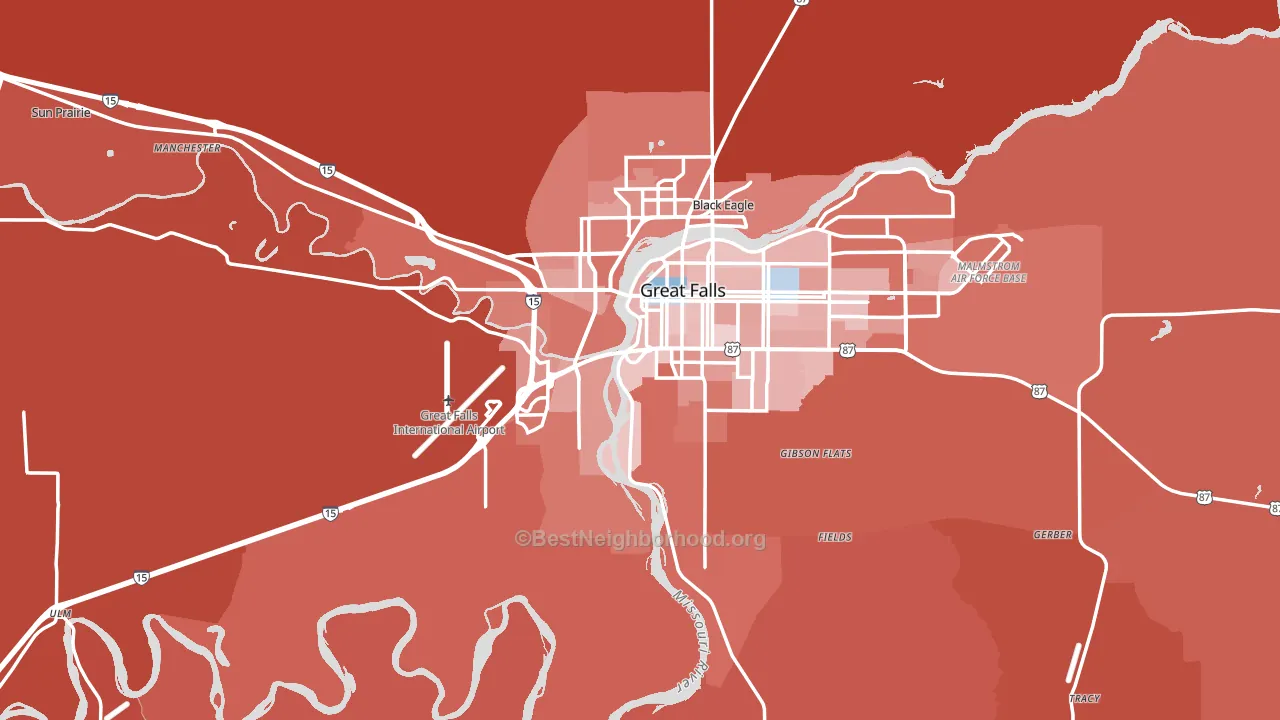 Cascade County, MT block-group political-lean map