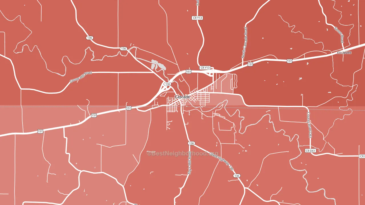 Cascade, IA block-group political-lean map