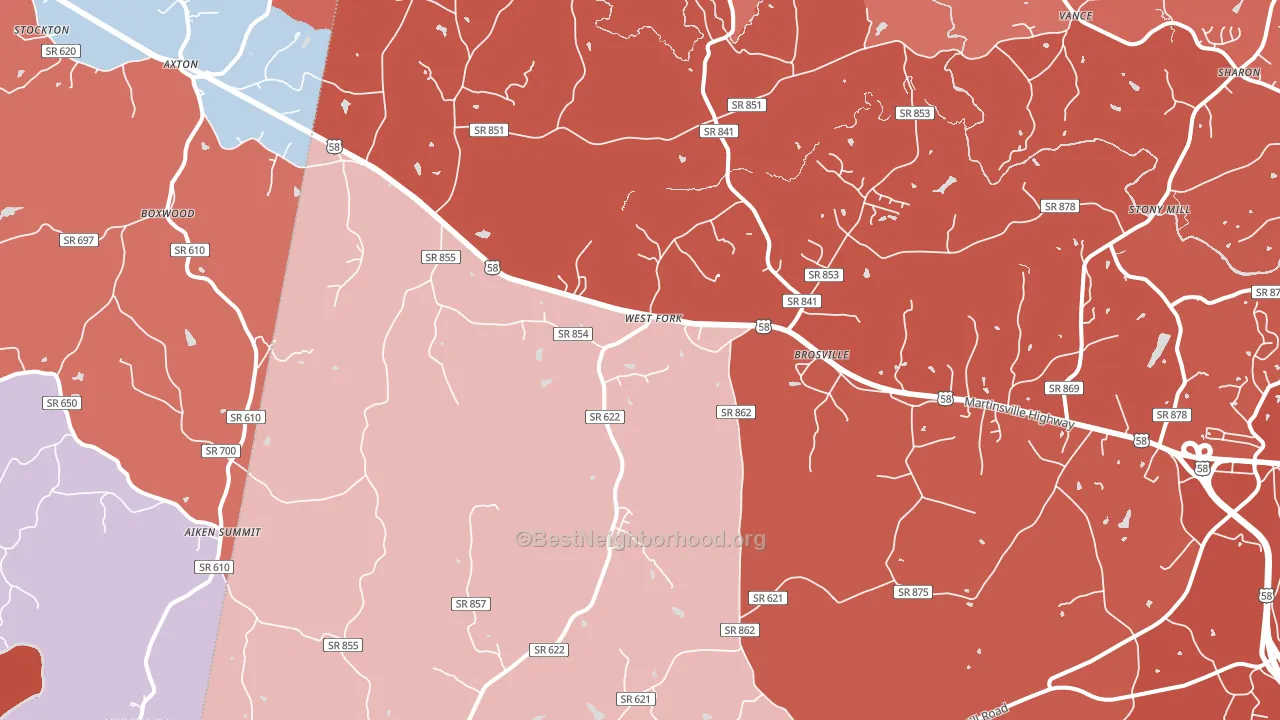 Cascade, VA block-group political-lean map