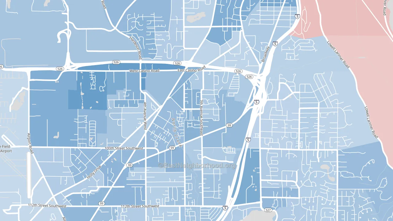 Cascade View, Everett, WA block-group political-lean map