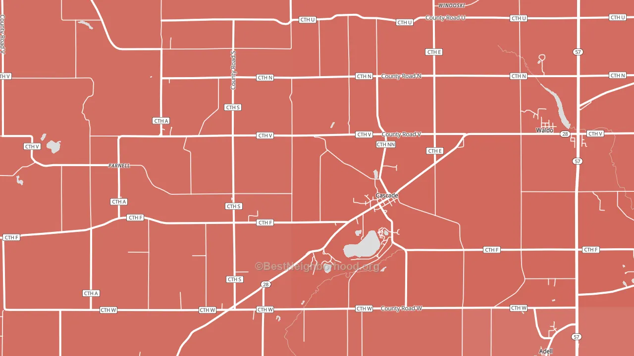 Cascade, WI block-group political-lean map