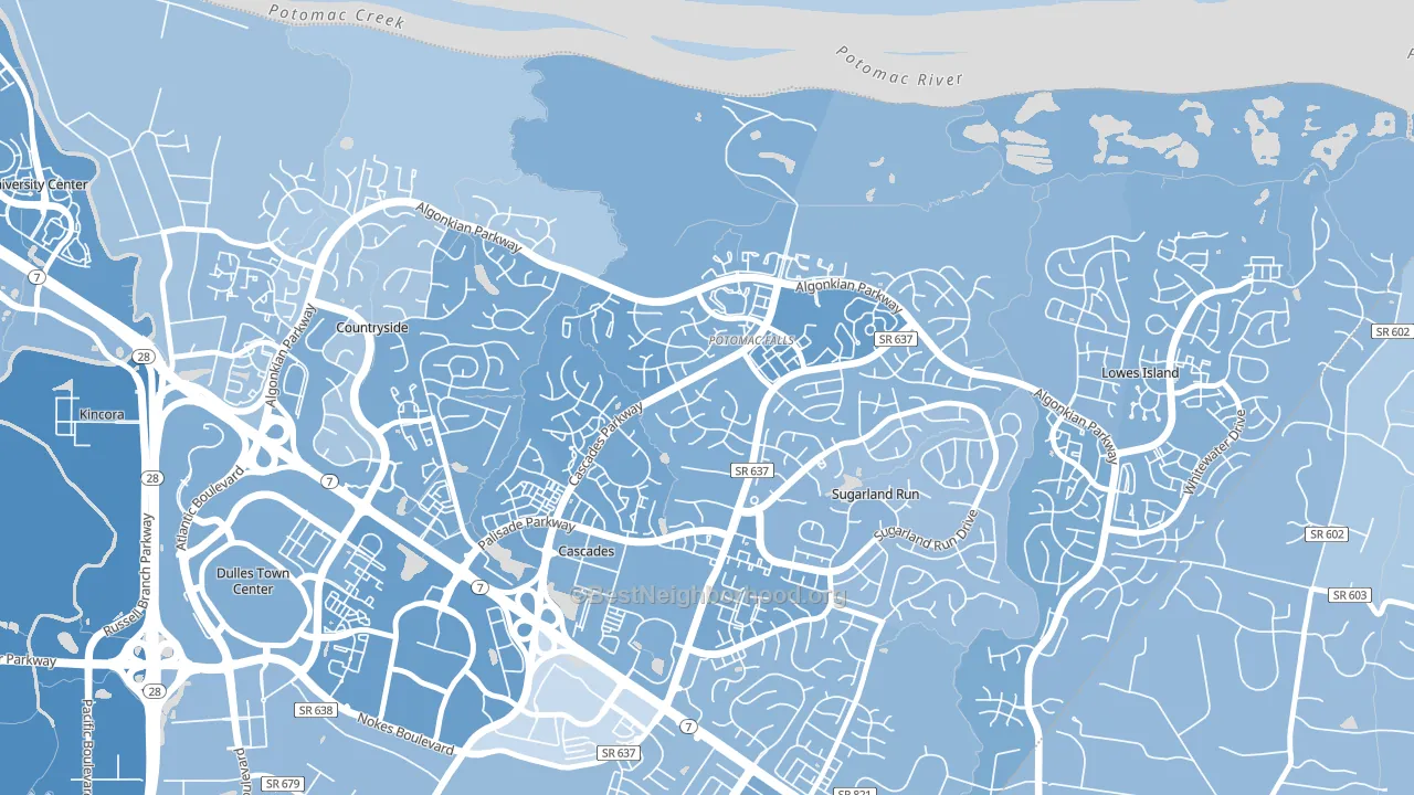 Cascades, VA block-group political-lean map