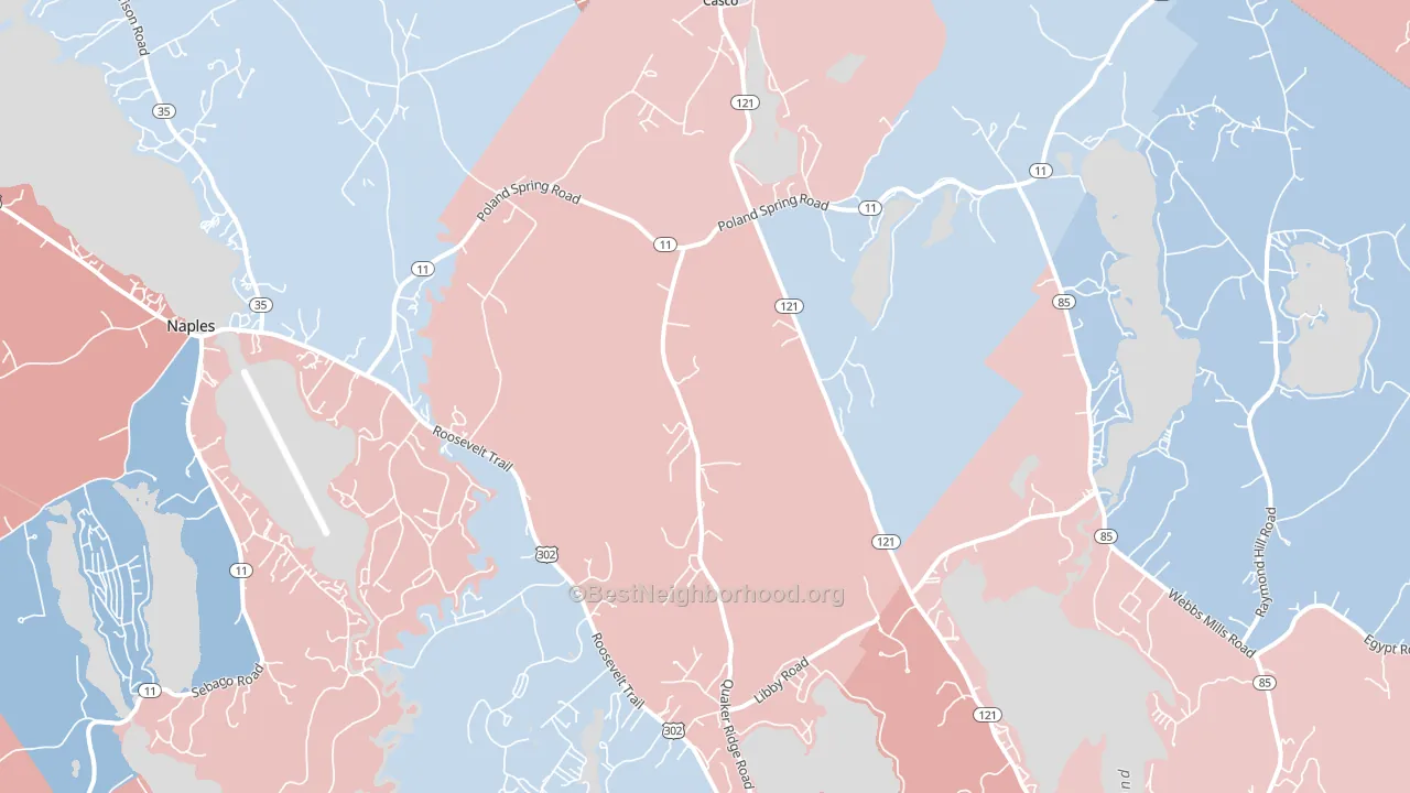 Casco, ME block-group political-lean map