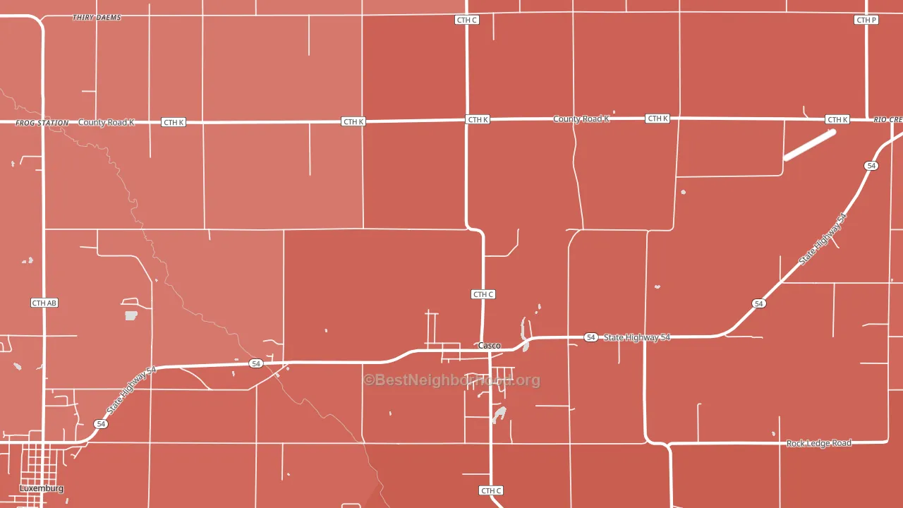 Casco, WI block-group political-lean map