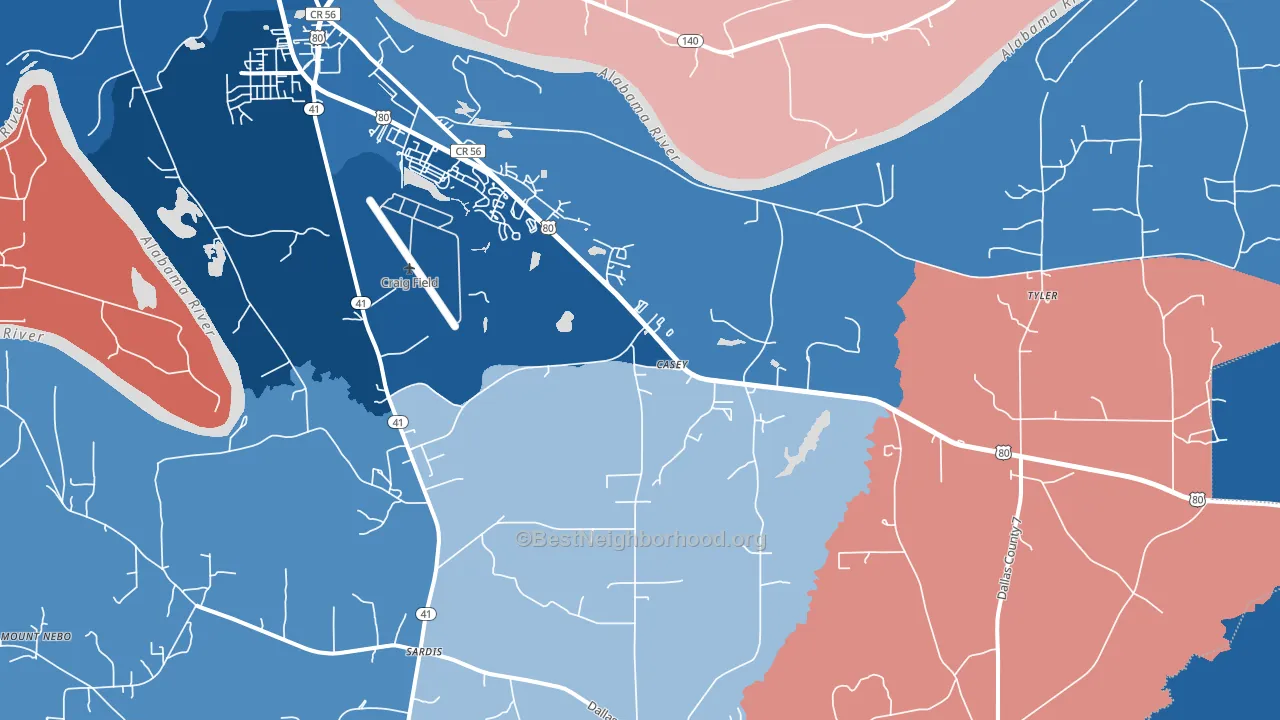 Casey, AL block-group political-lean map