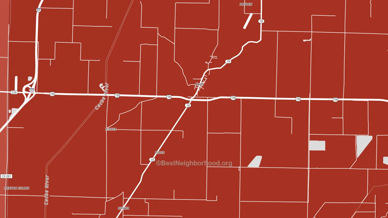 Cash, AR block-group political-lean map