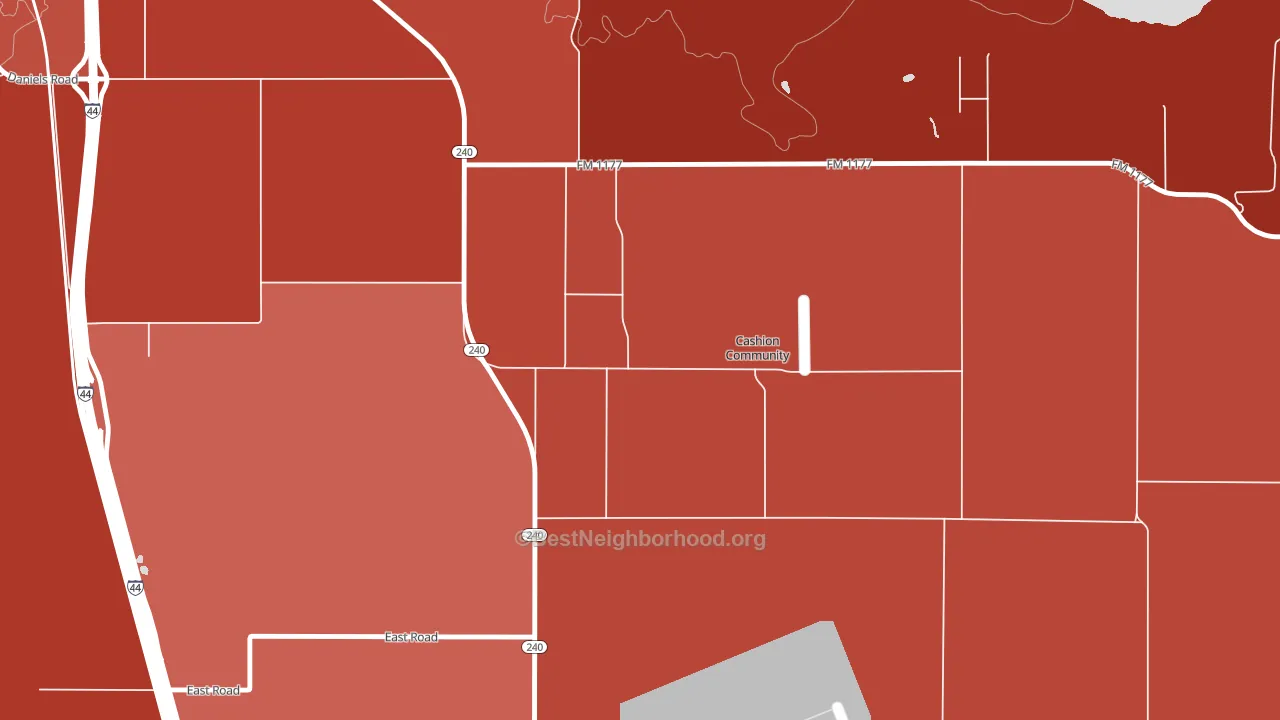 Cashion Community, TX block-group political-lean map