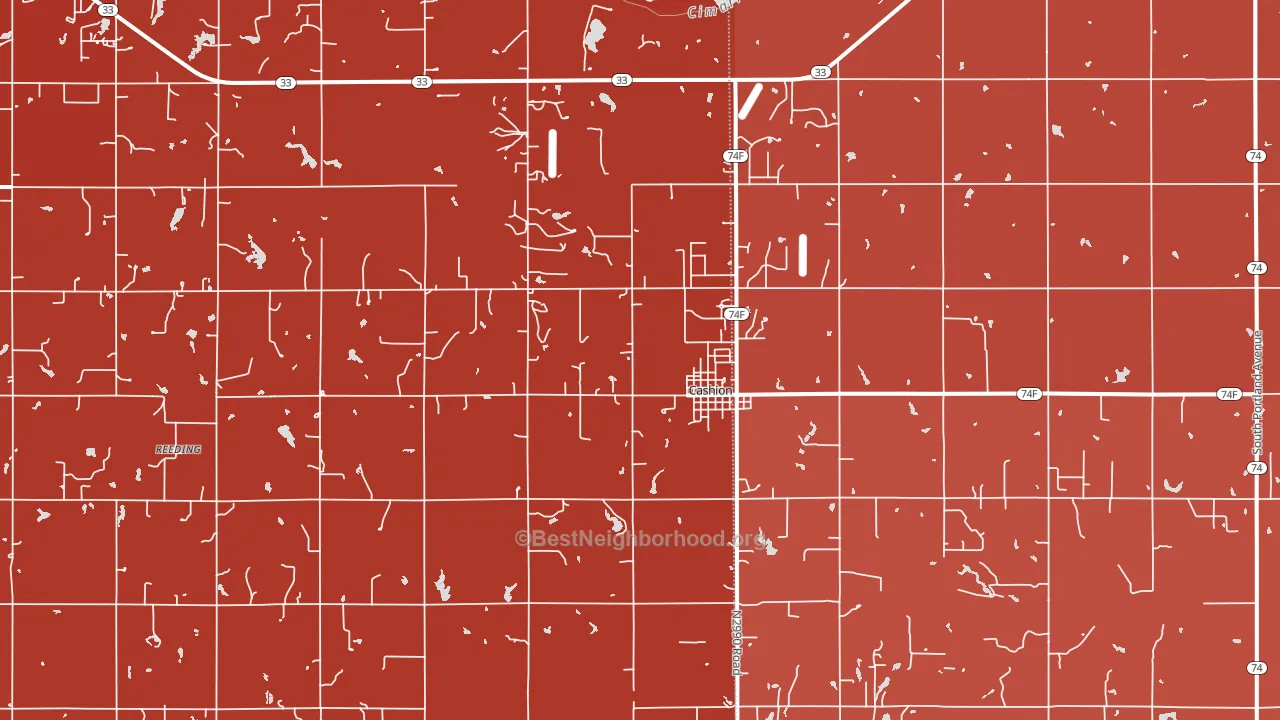 Cashion, OK block-group political-lean map