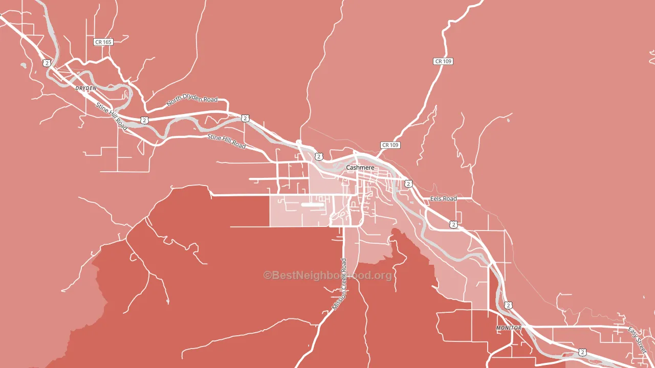 Cashmere, WA block-group political-lean map