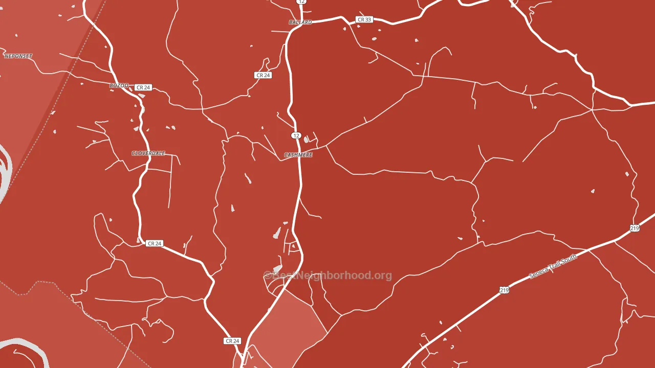 Cashmere, WV block-group political-lean map
