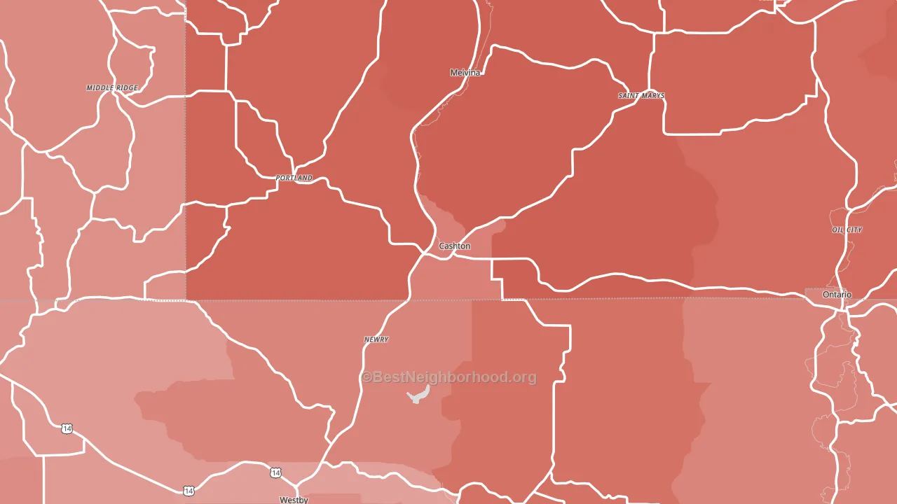 Cashton, WI block-group political-lean map