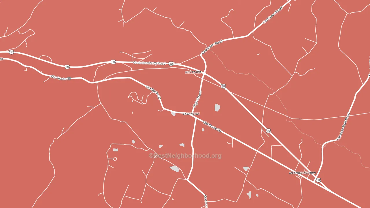 Cashtown, PA block-group political-lean map
