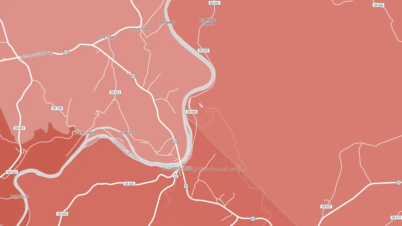 Caskie, VA block-group political-lean map