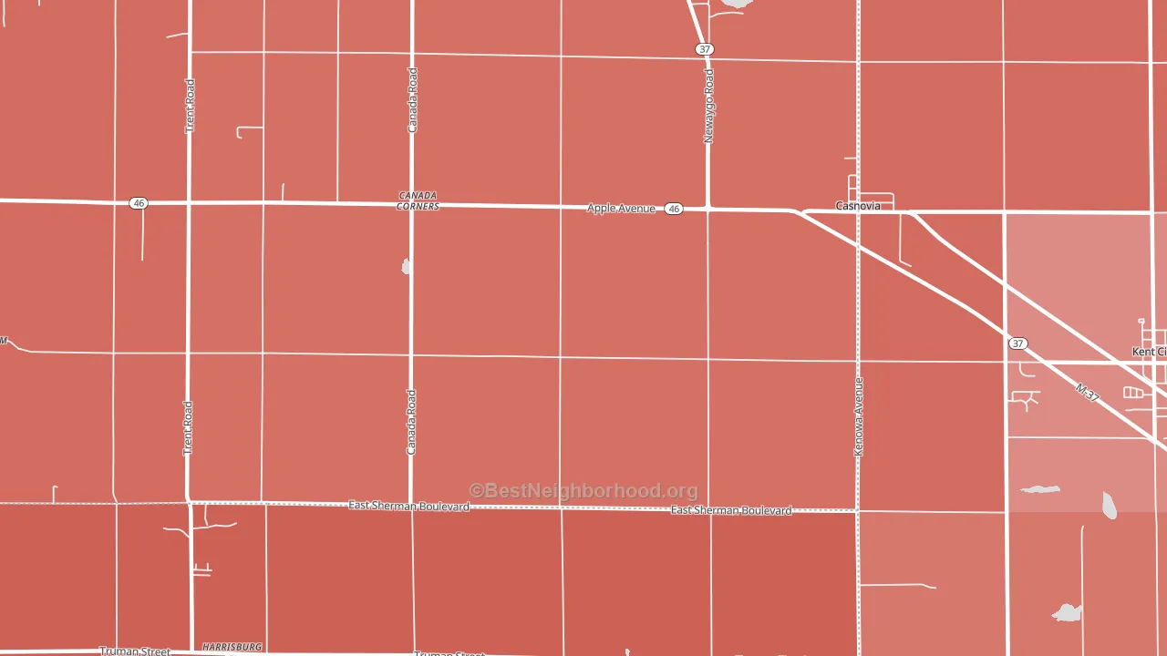 Casnovia, MI block-group political-lean map