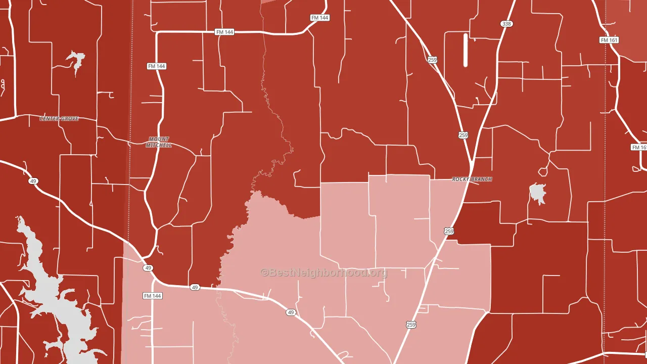 Cason, TX block-group political-lean map