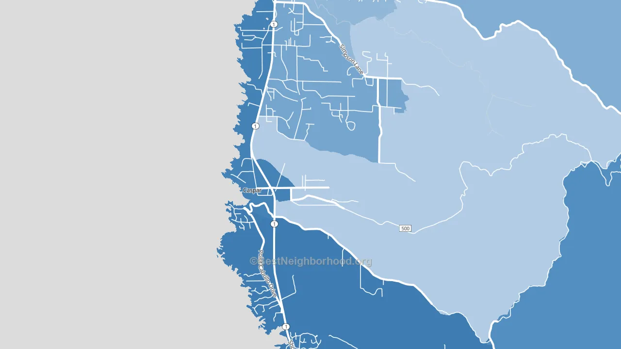 Caspar, CA block-group political-lean map