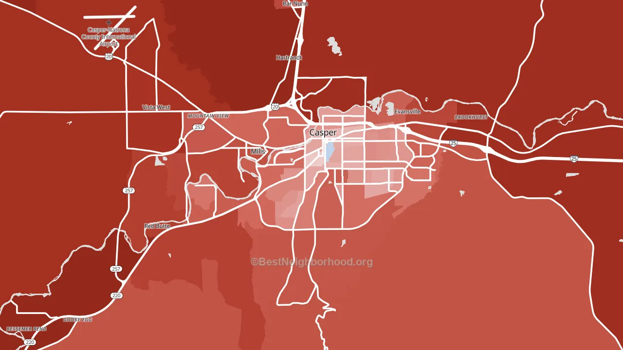 Casper, WY block-group political-lean map