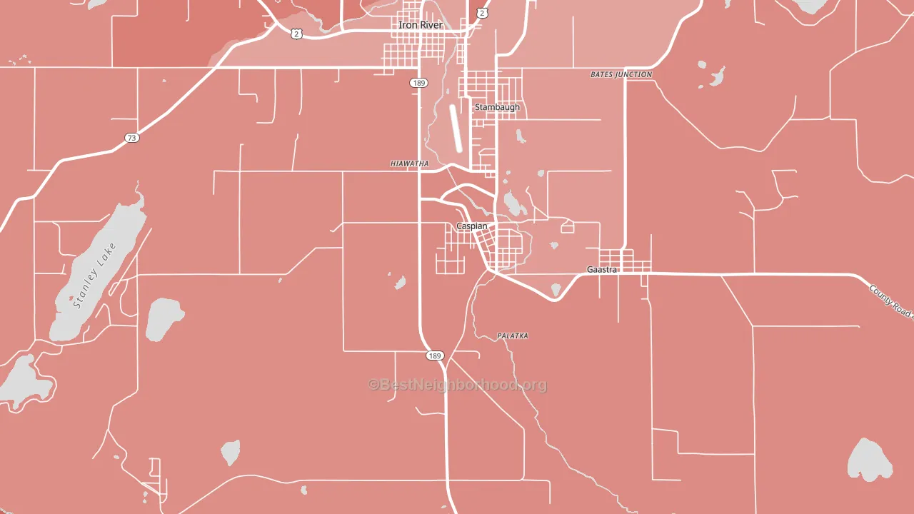 Caspian, MI block-group political-lean map