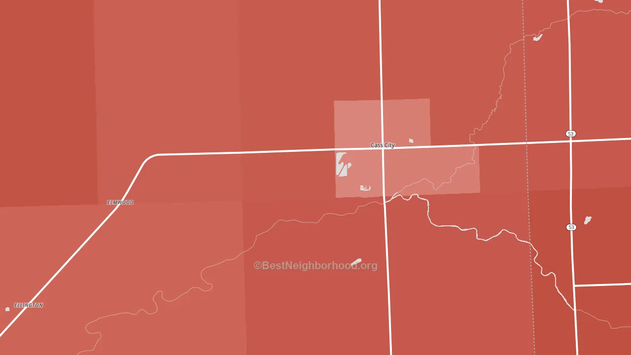 Cass City, MI block-group political-lean map