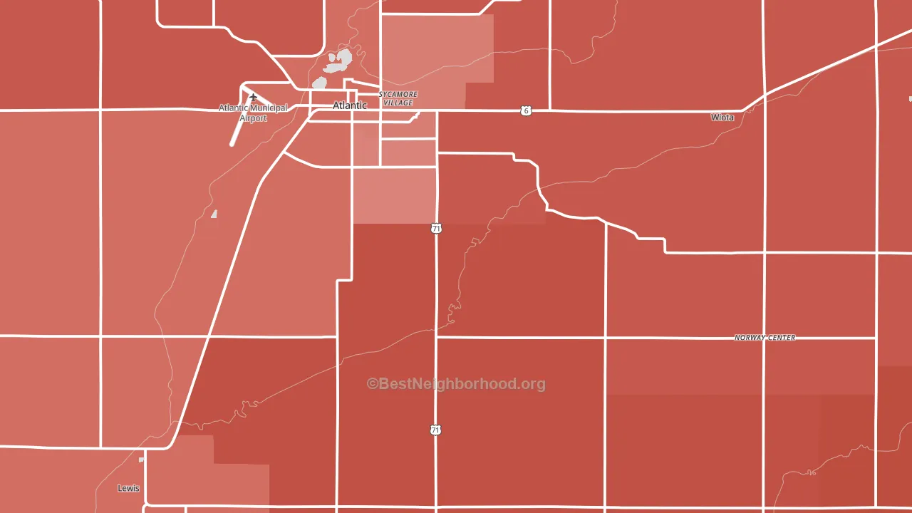 Cass County, IA block-group political-lean map