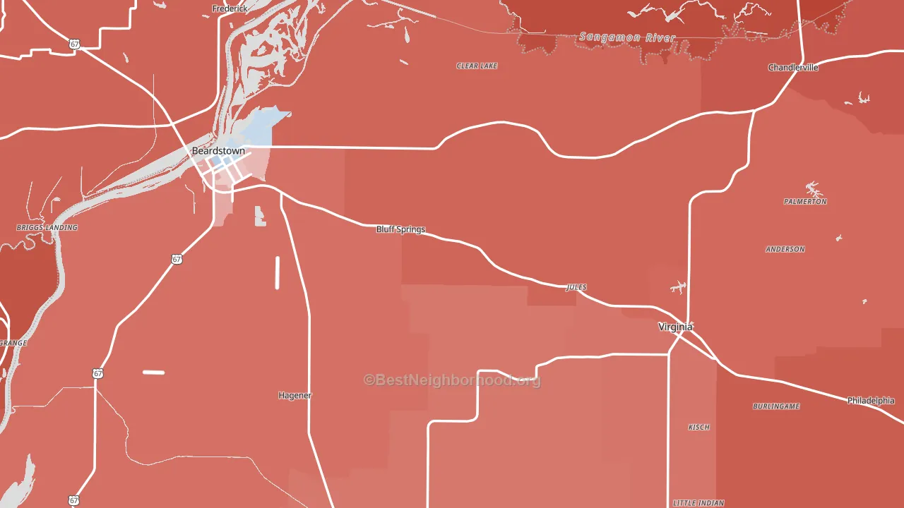 Cass County, IL block-group political-lean map
