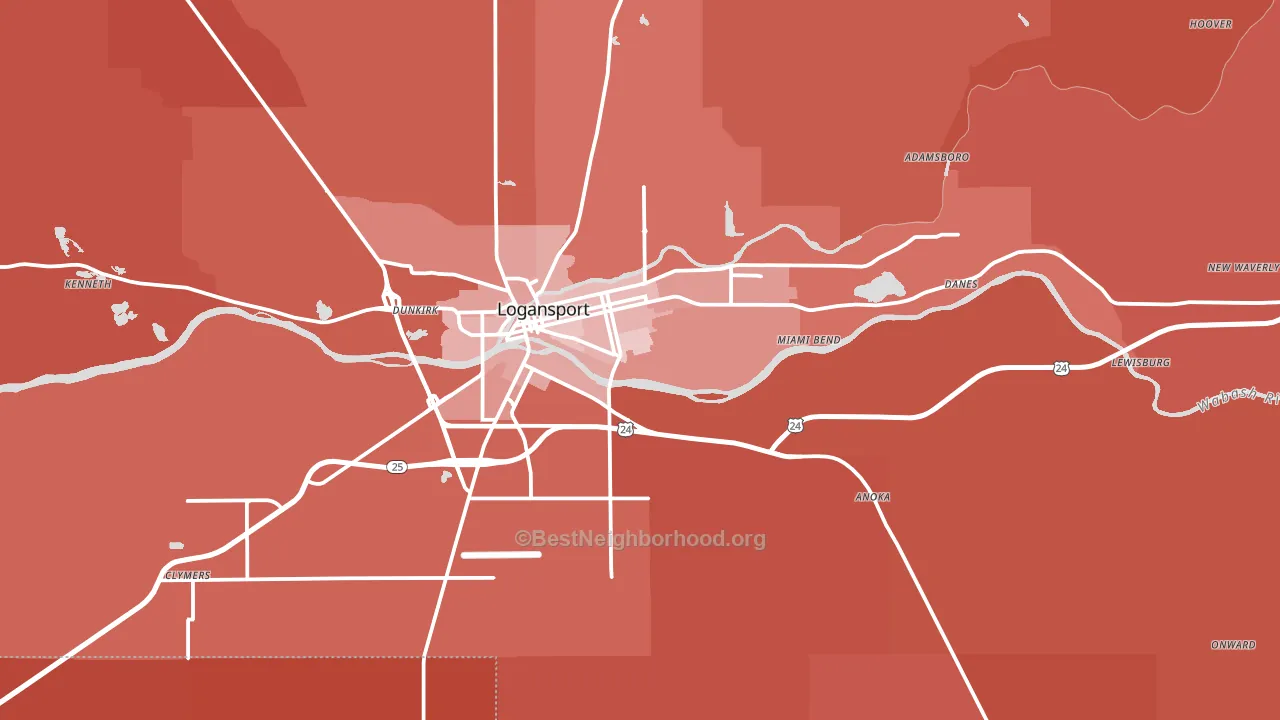 Cass County, IN block-group political-lean map