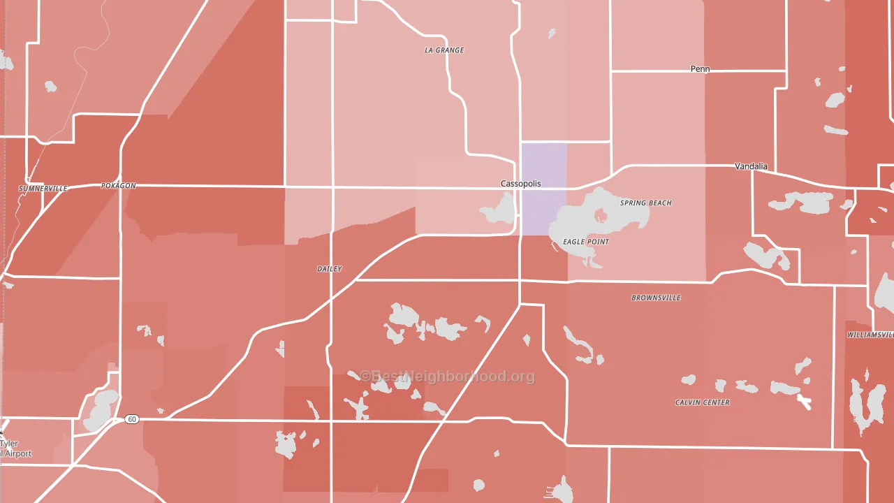 Cass County, MI block-group political-lean map