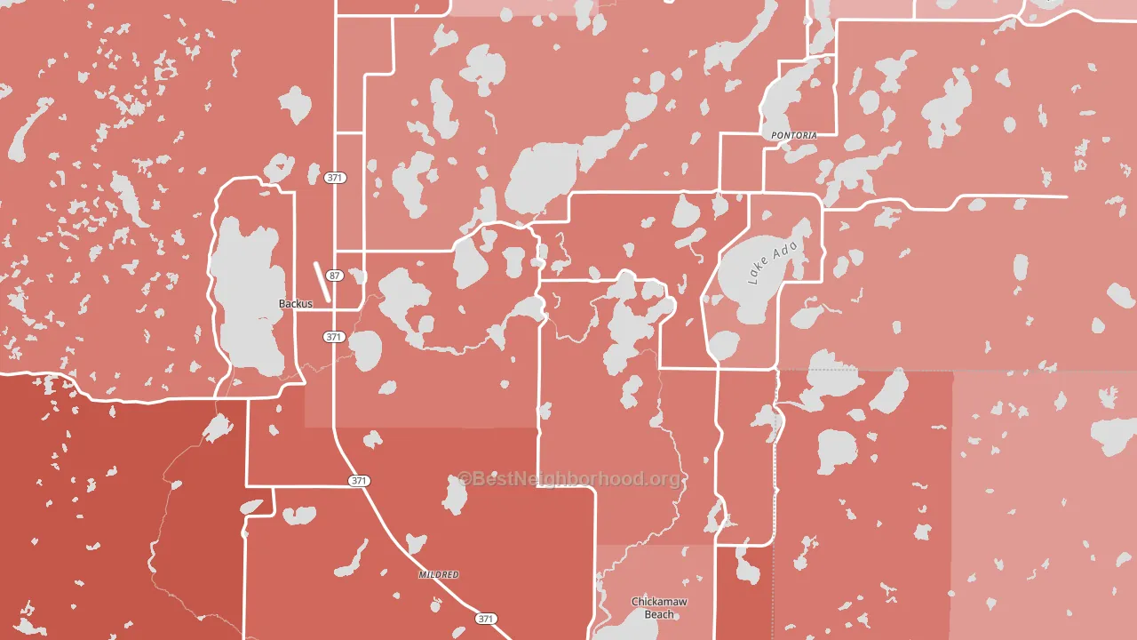 Cass County, MN block-group political-lean map