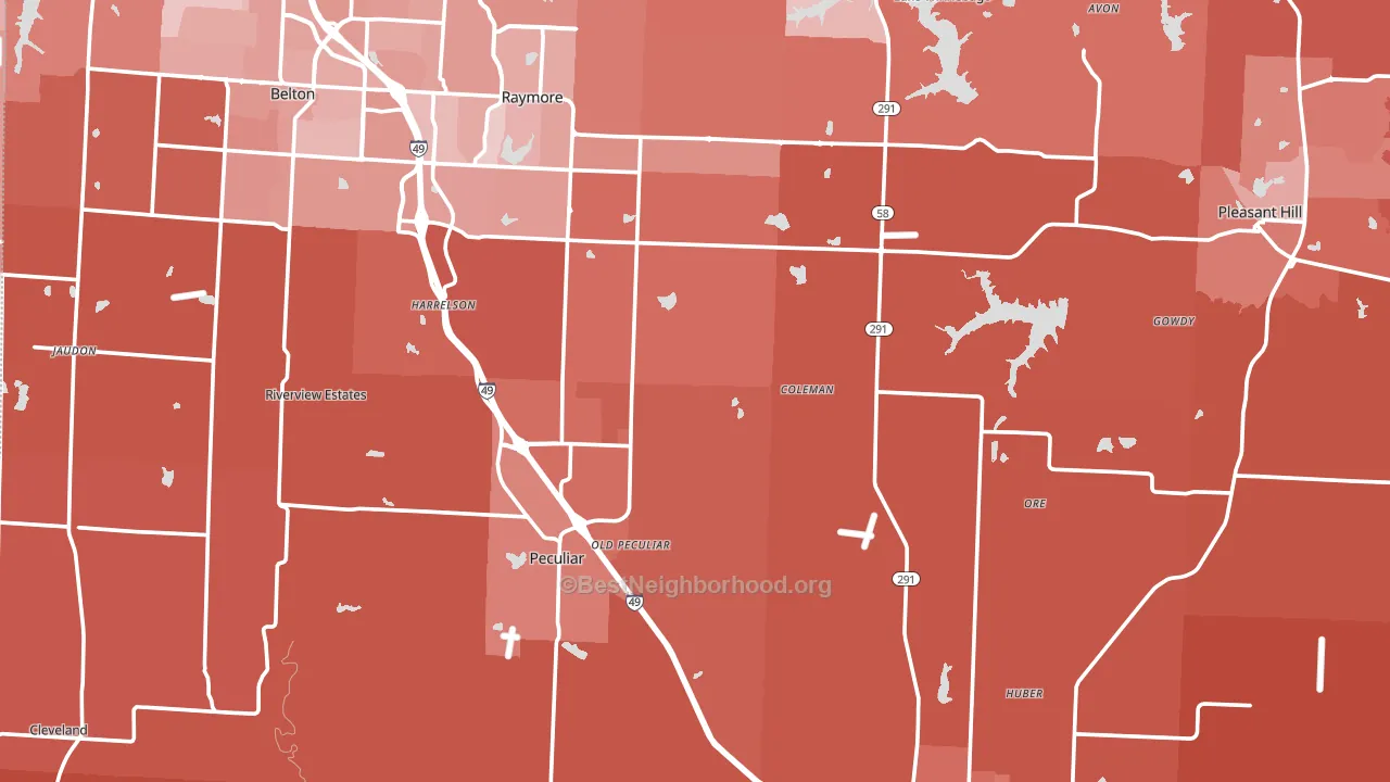 Cass County, MO block-group political-lean map