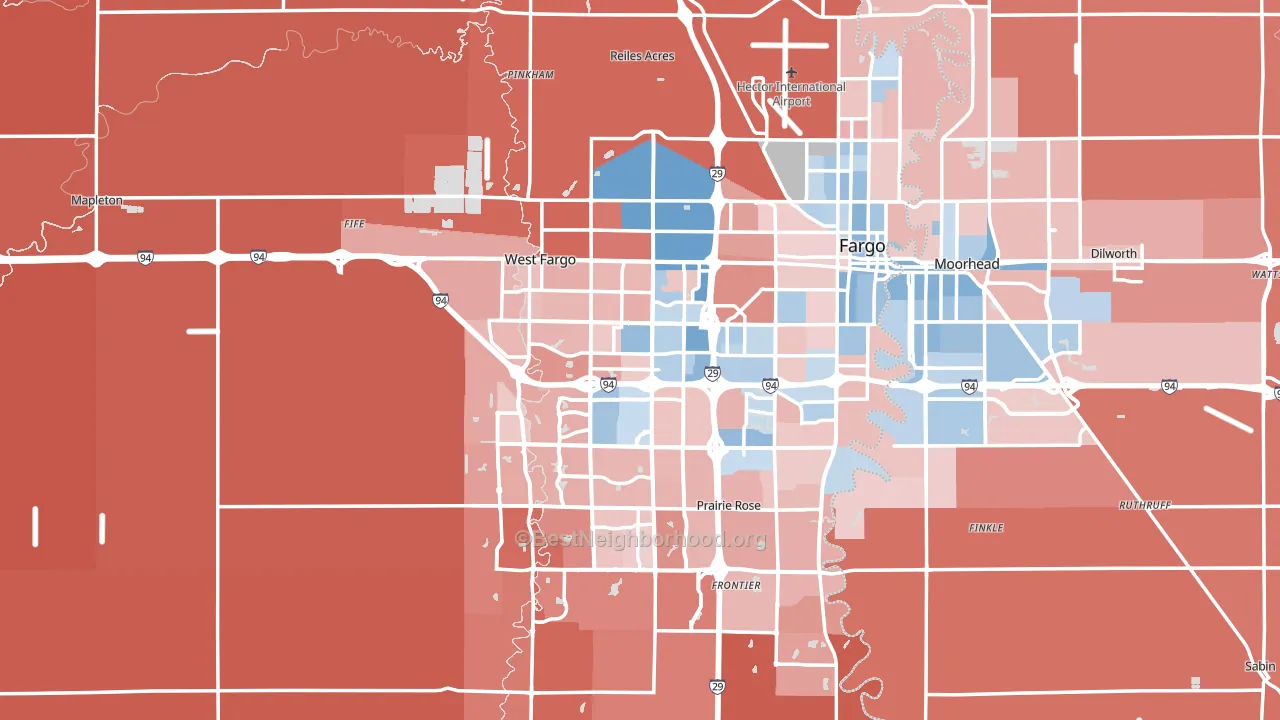 Cass County, ND block-group political-lean map