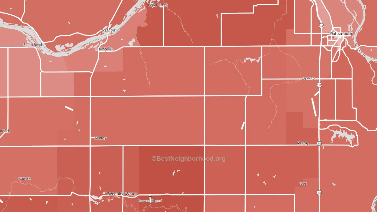 Cass County, NE block-group political-lean map