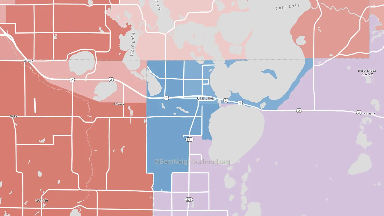 Cass Lake, MN block-group political-lean map