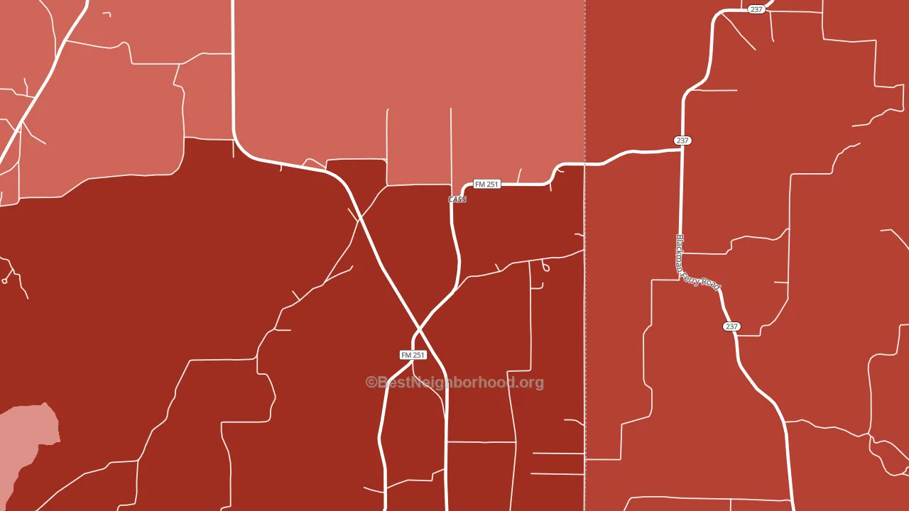 Cass, TX block-group political-lean map