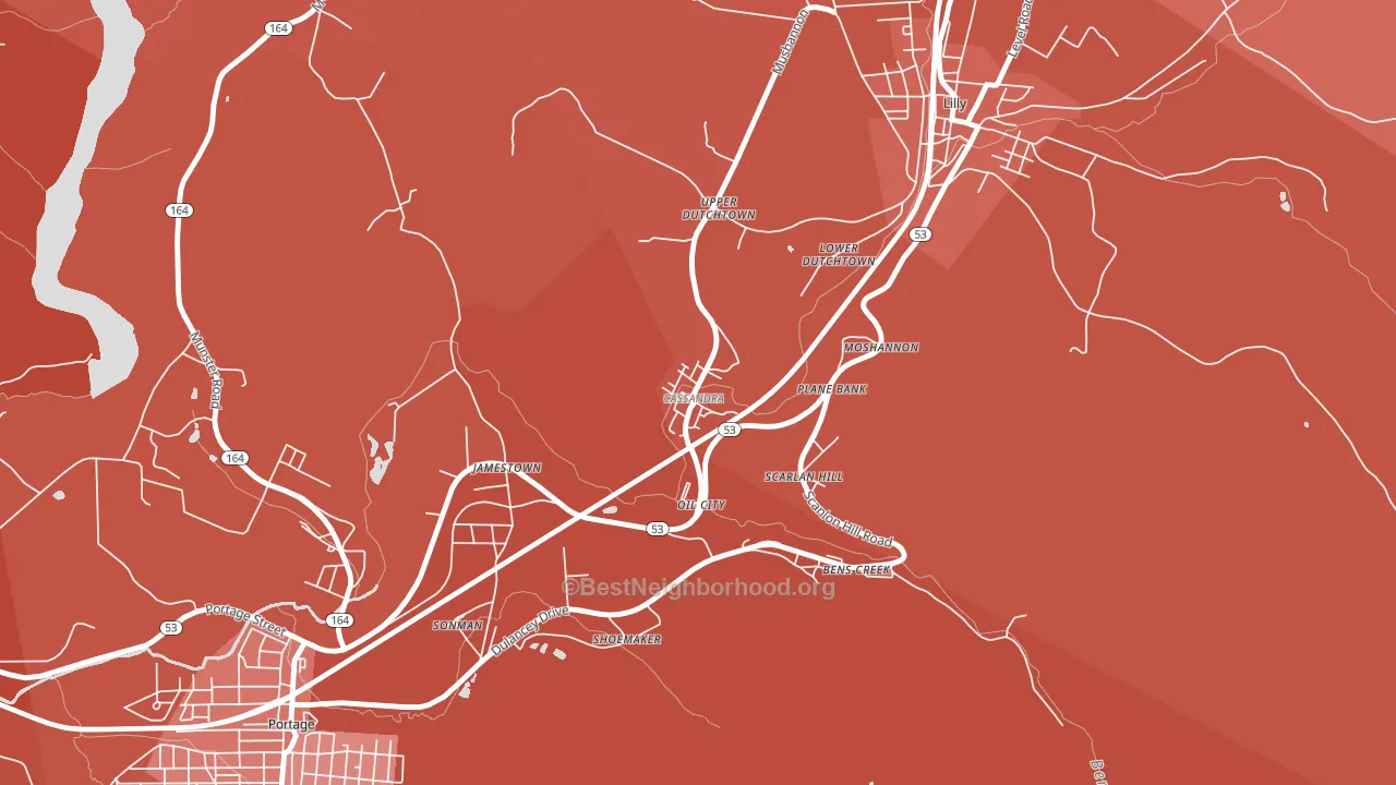 Cassandra, PA block-group political-lean map