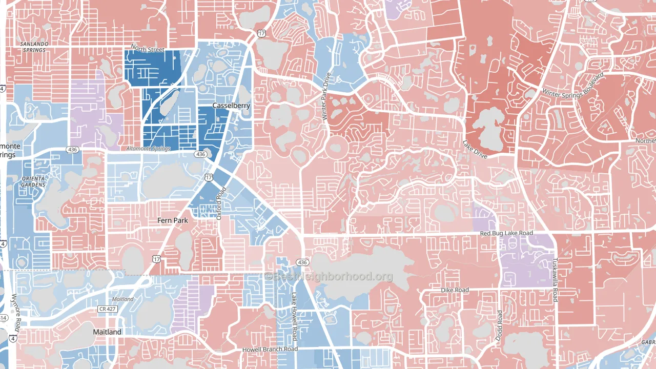 Casselberry, FL block-group political-lean map