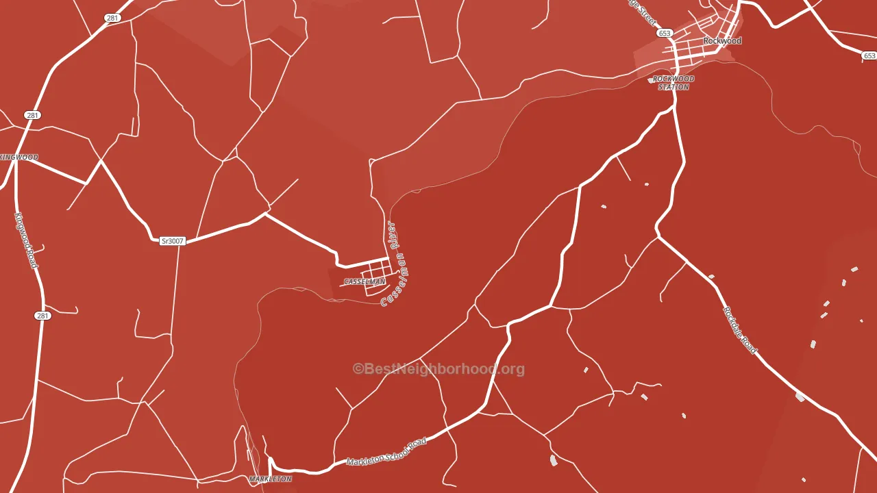 Casselman, PA block-group political-lean map