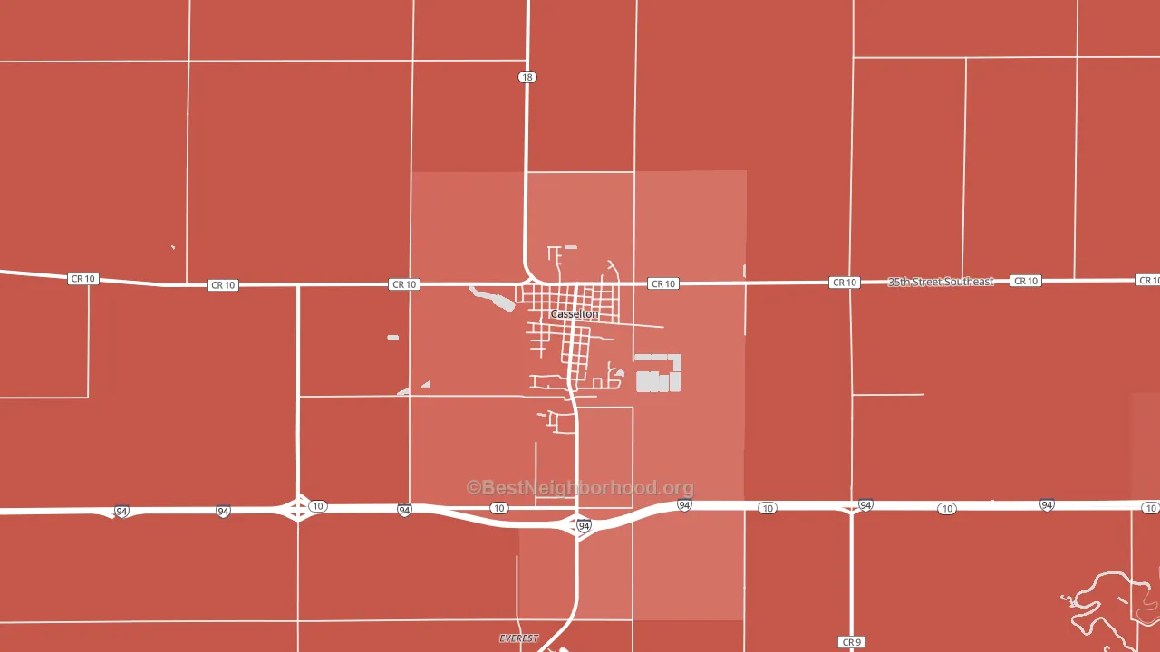 Casselton, ND block-group political-lean map