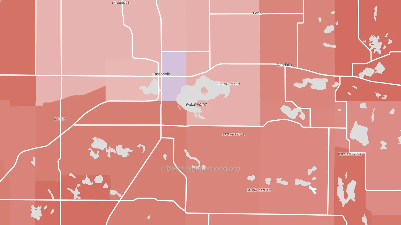 Cassopolis, MI block-group political-lean map