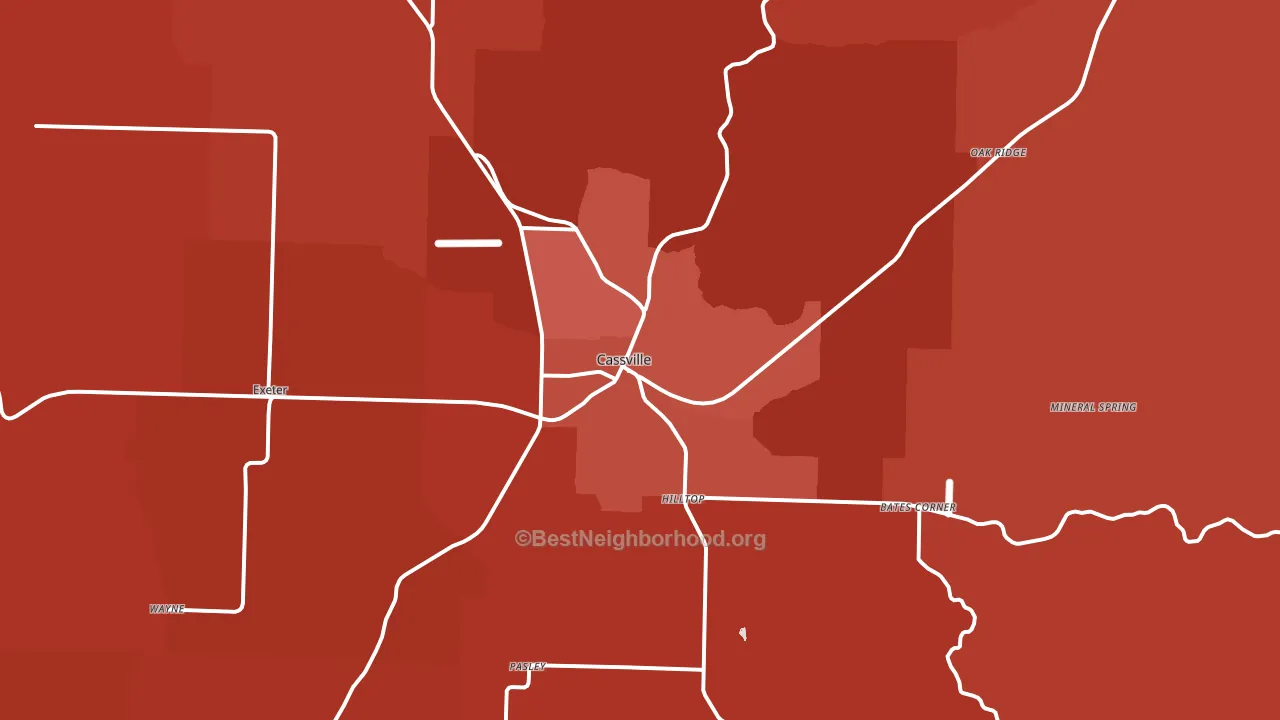 Cassville, MO block-group political-lean map