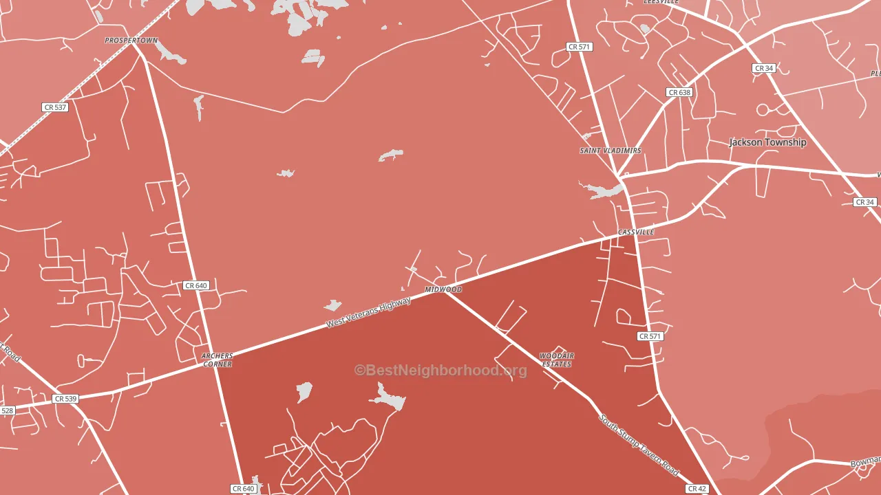 Cassville, NJ block-group political-lean map