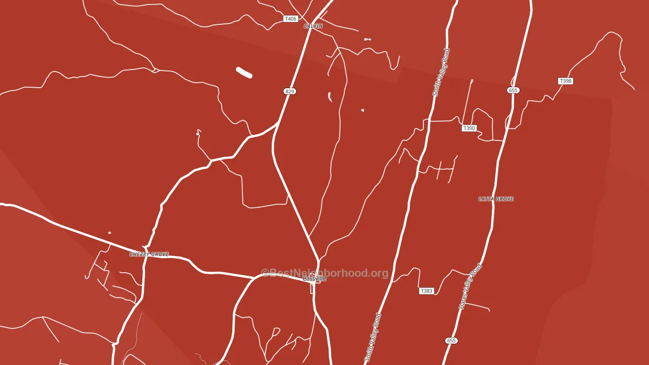 Cassville, PA block-group political-lean map