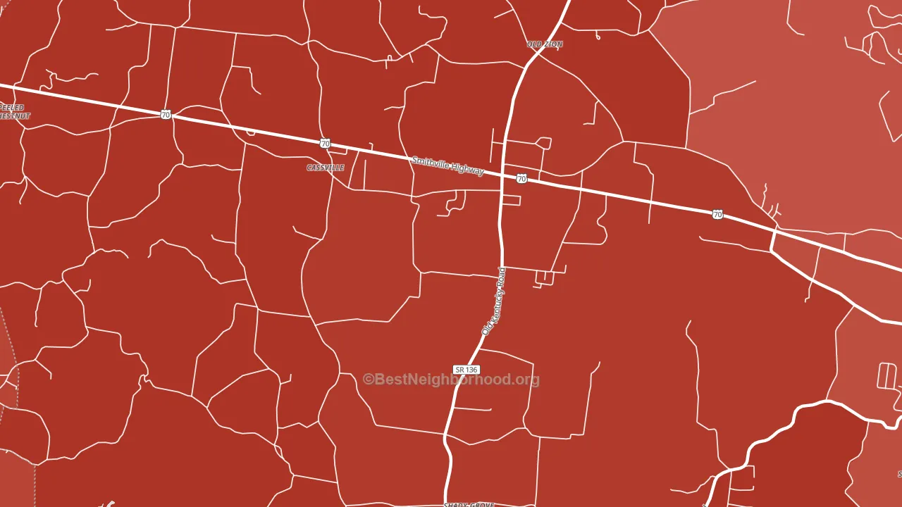 Cassville, TN block-group political-lean map