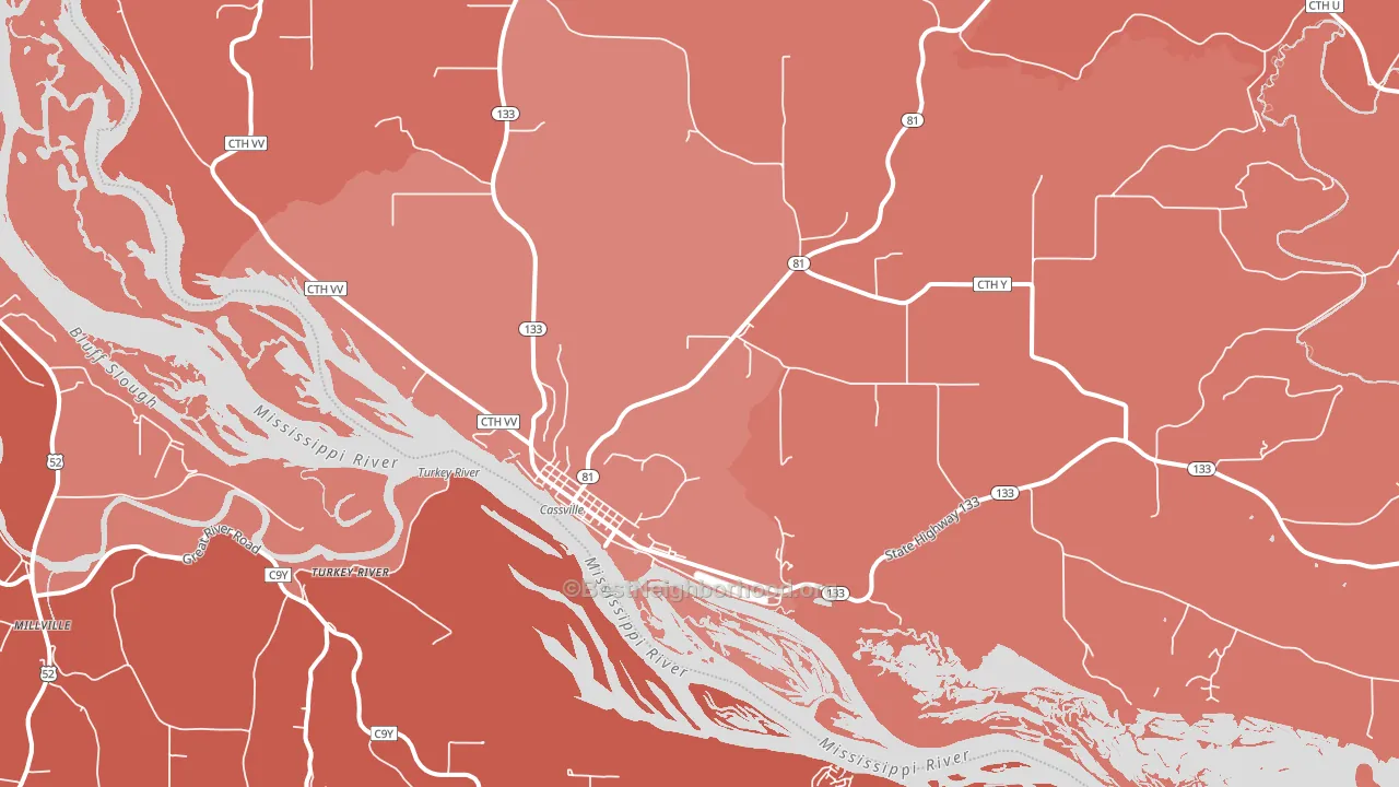 Cassville, WI block-group political-lean map