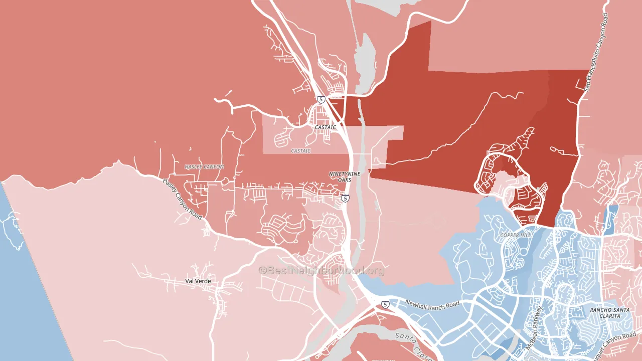Castaic, CA block-group political-lean map