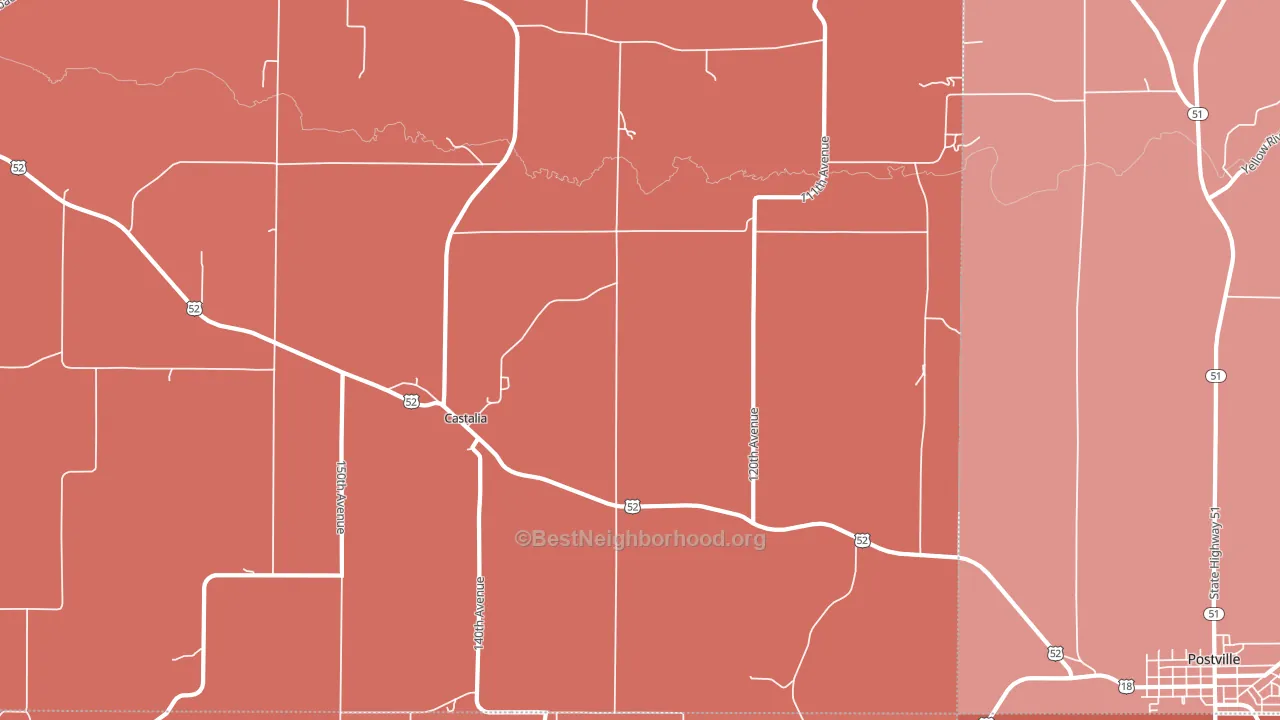 Castalia, IA block-group political-lean map