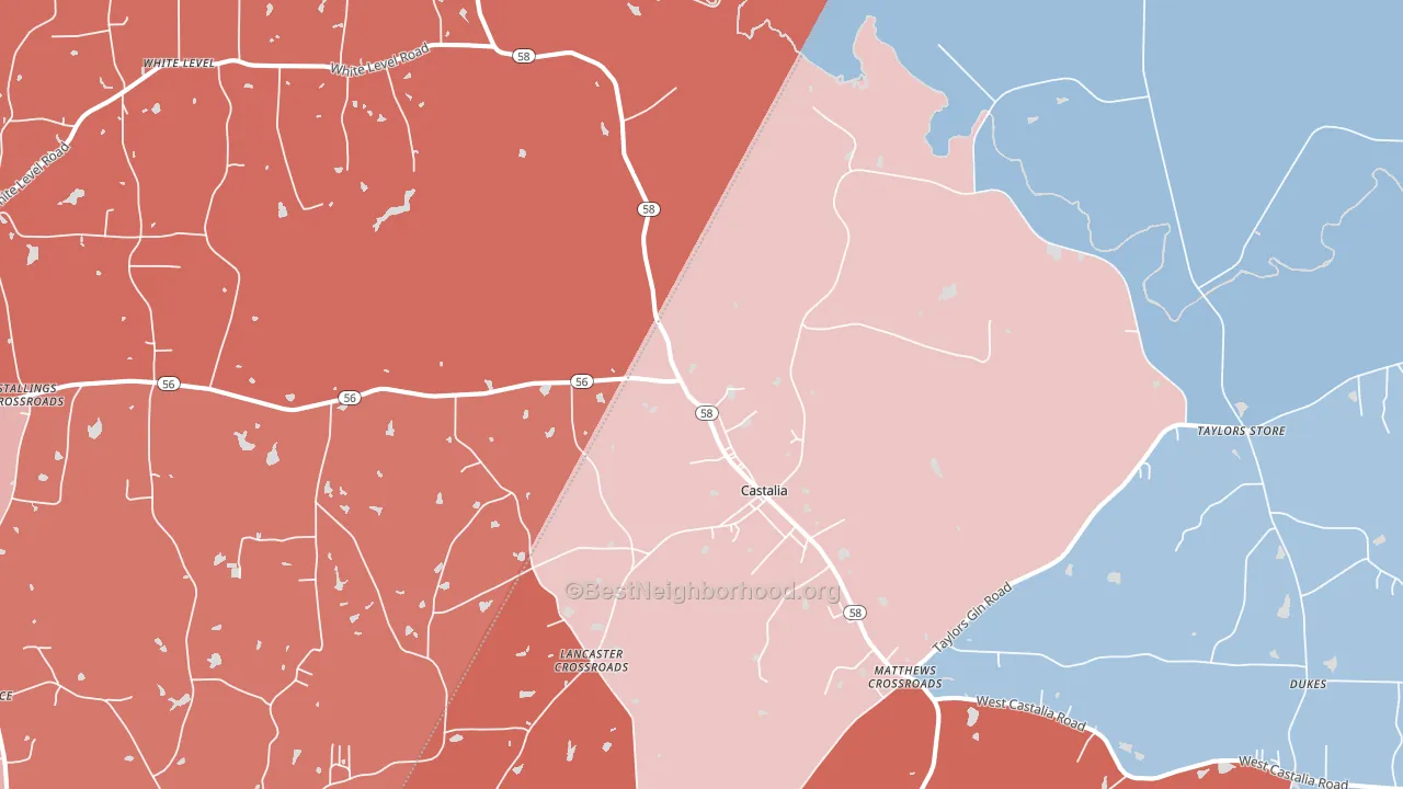Castalia, NC block-group political-lean map