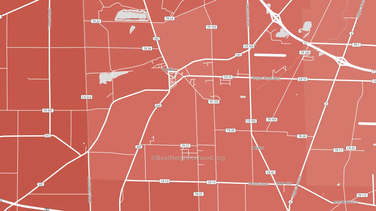 Castalia, OH block-group political-lean map