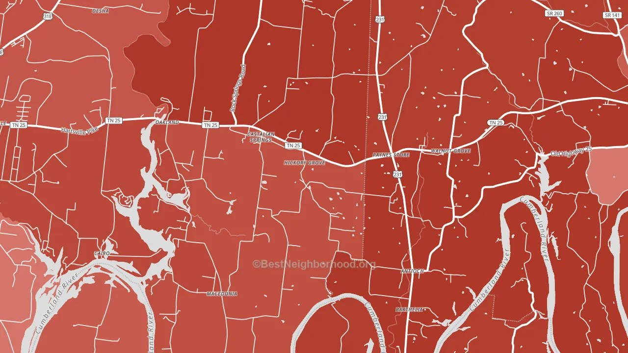 Castalian Springs, TN block-group political-lean map