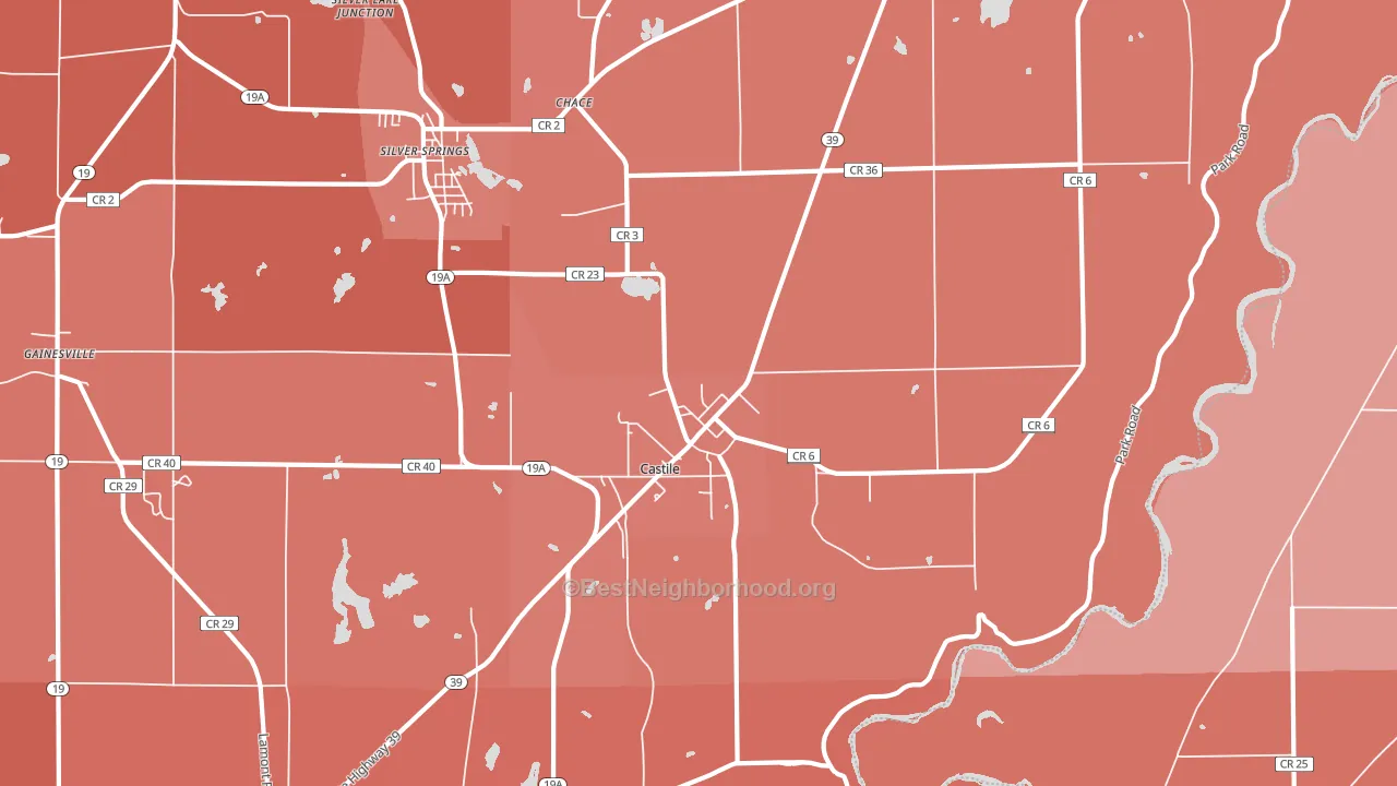 Castile, NY block-group political-lean map