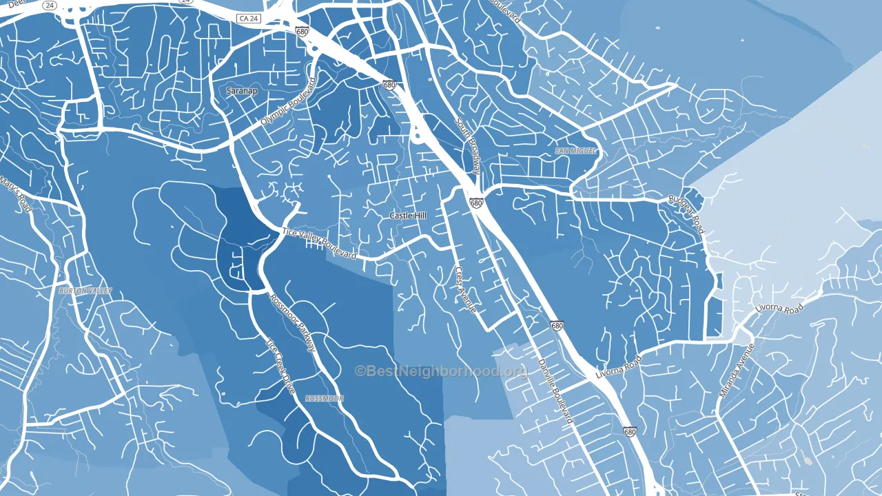 Castle Hill, CA block-group political-lean map